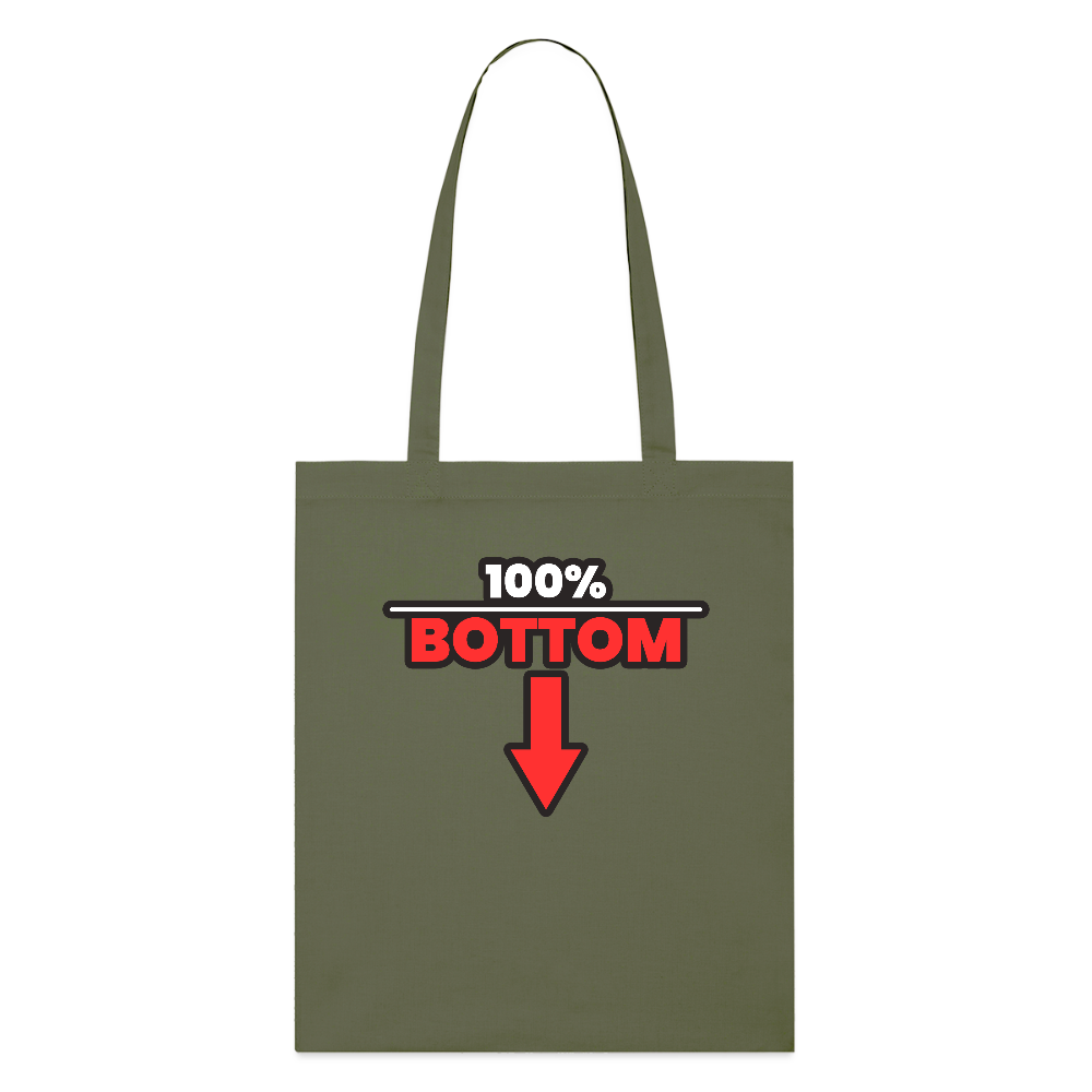 100% BOTTOM [PFEIL] | Kink Fetish Pride Bio-Stoffbeutel - Khaki