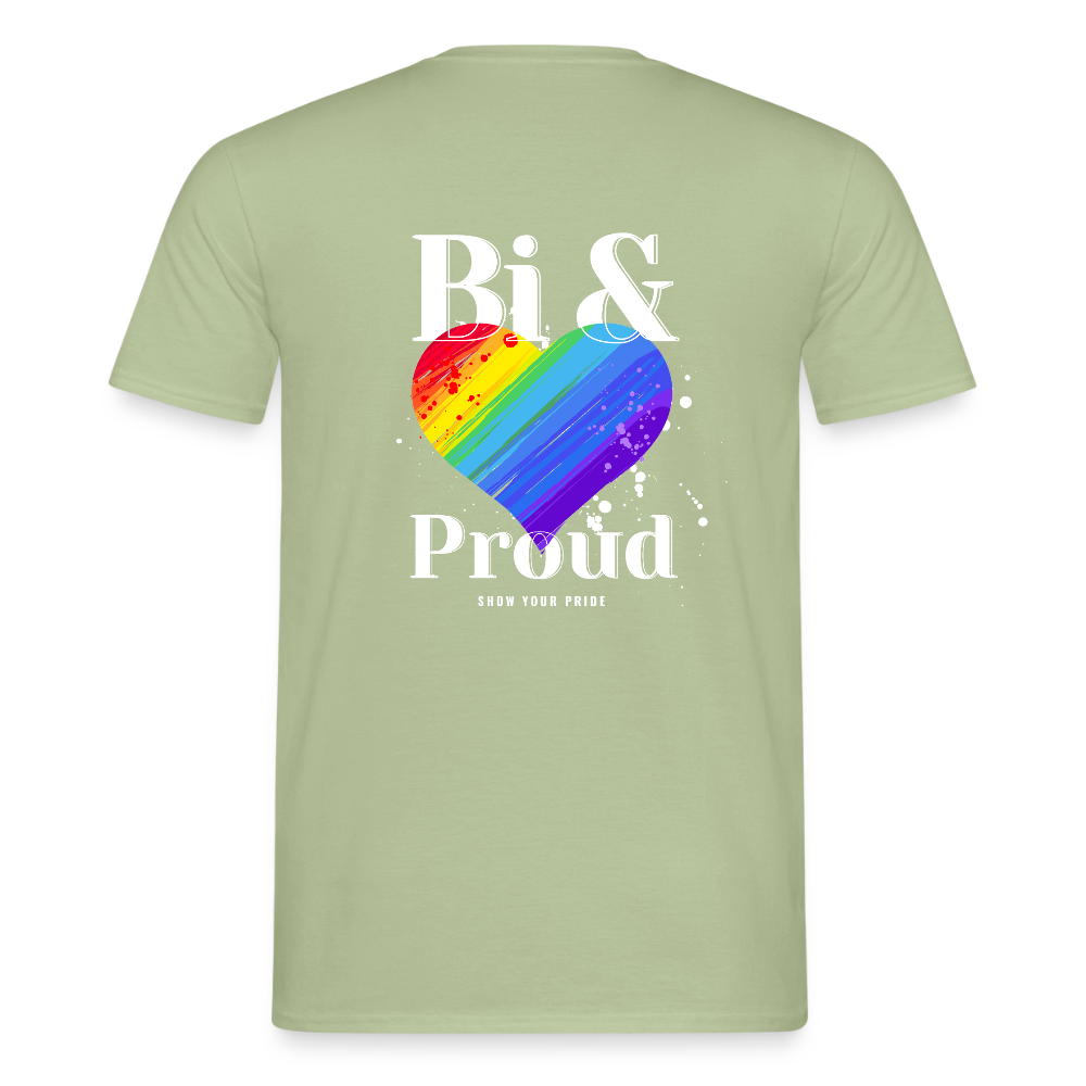 Bi & Proud | Regenbogenherz Pride T-Shirt - Sage