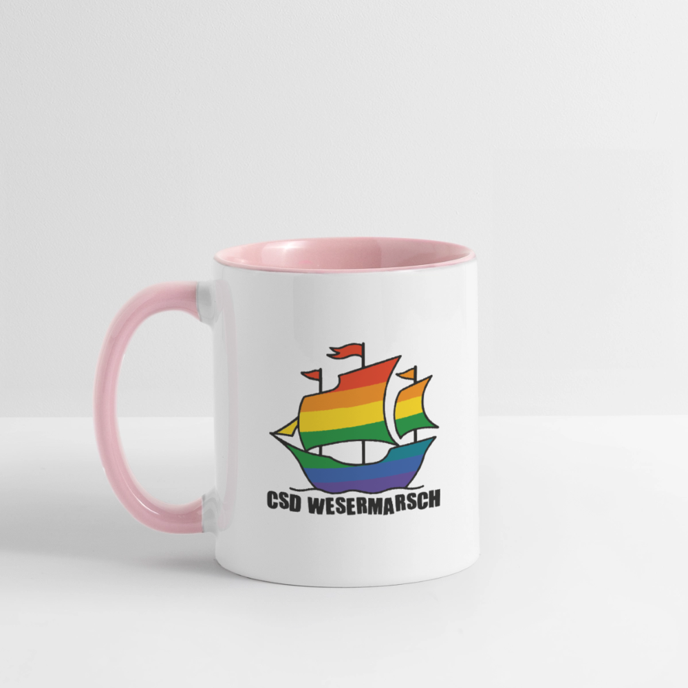 CSD Wesermarsch Pride Tasse zweifarbig - Weiß/Pink