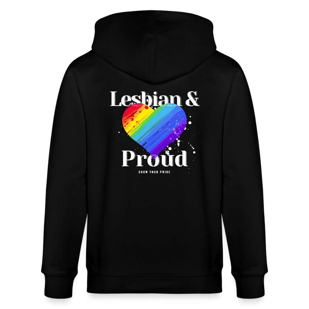Lesbian & Proud | Pride Bio-Kapuzenjacke Unisex - Schwarz