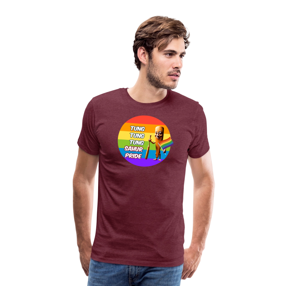 Tung Tung Tung Sahur Pride Premium T-Shirt - Bordeauxrot meliert