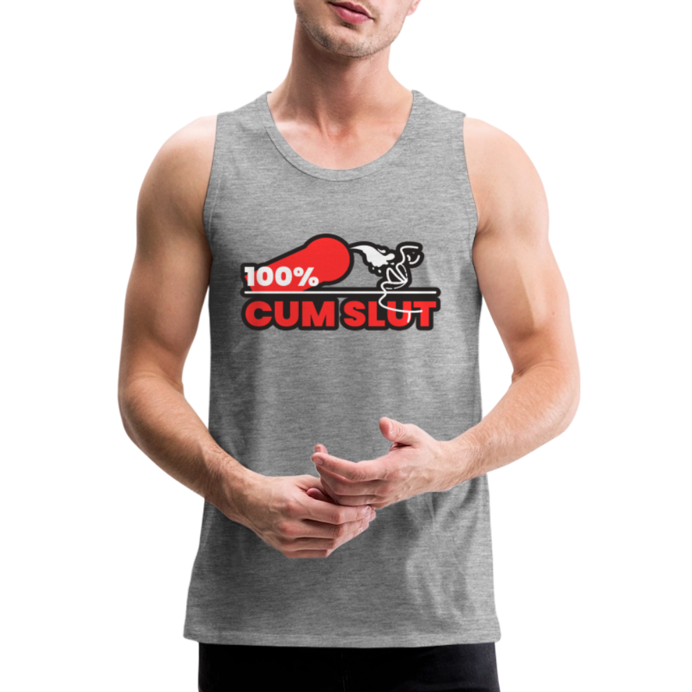 100% CUM SLUT | Kink Fetish Pride Premium Tank Top - Grau meliert