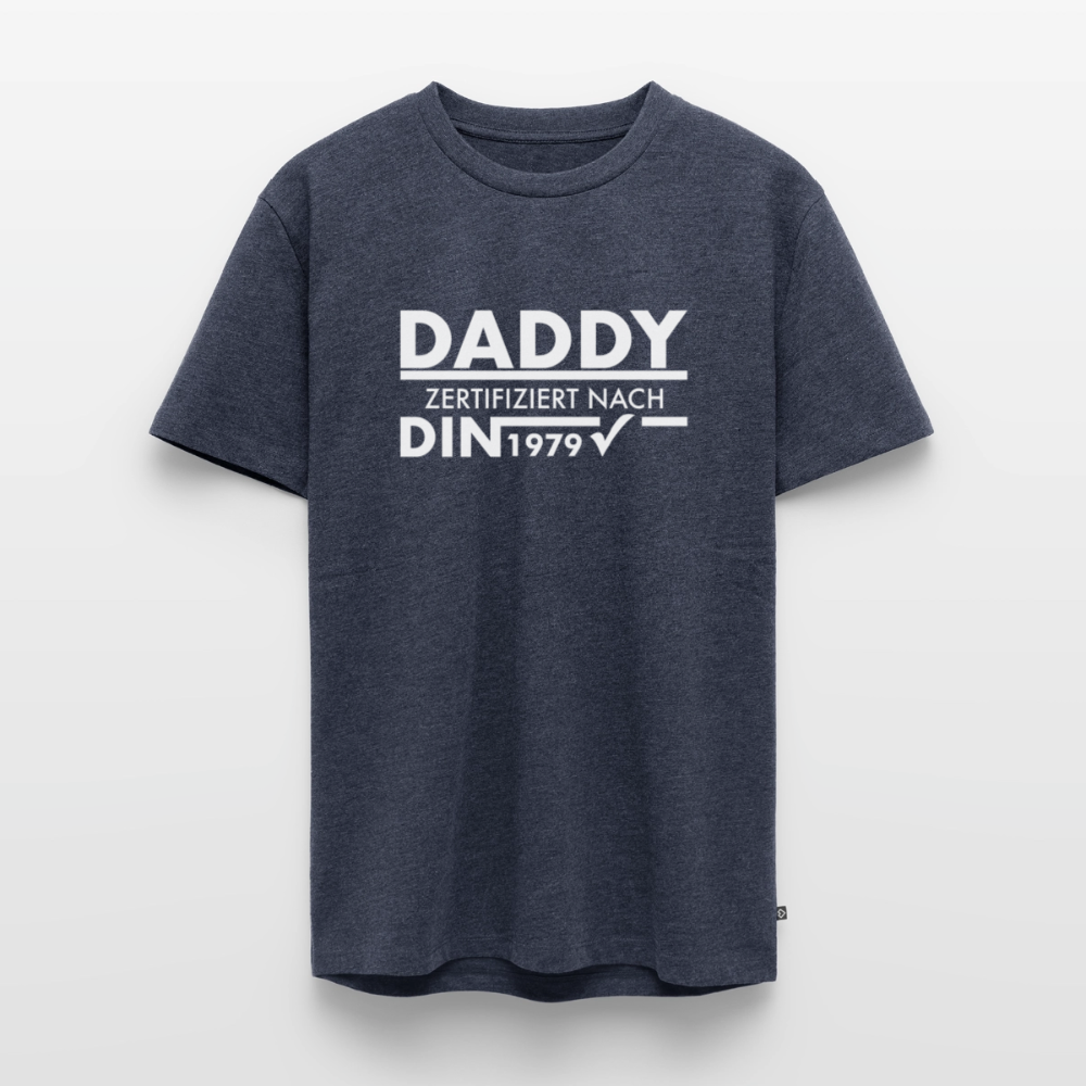 Personalisiertes „Daddy Zertifiziert“ T-Shirt – Nach DIN-Norm [Jahr] - Jeansblau 