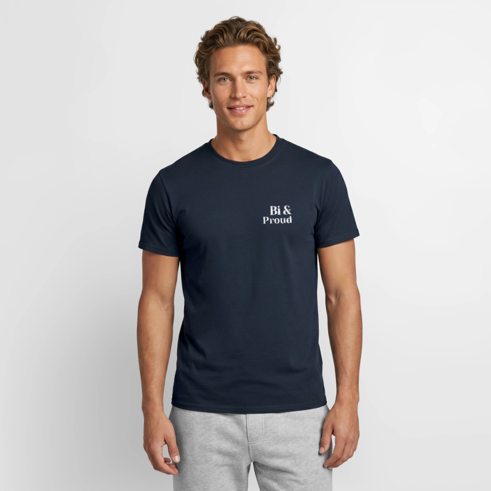 Bi & Proud | Regenbogenherz Pride T-Shirt - Navy