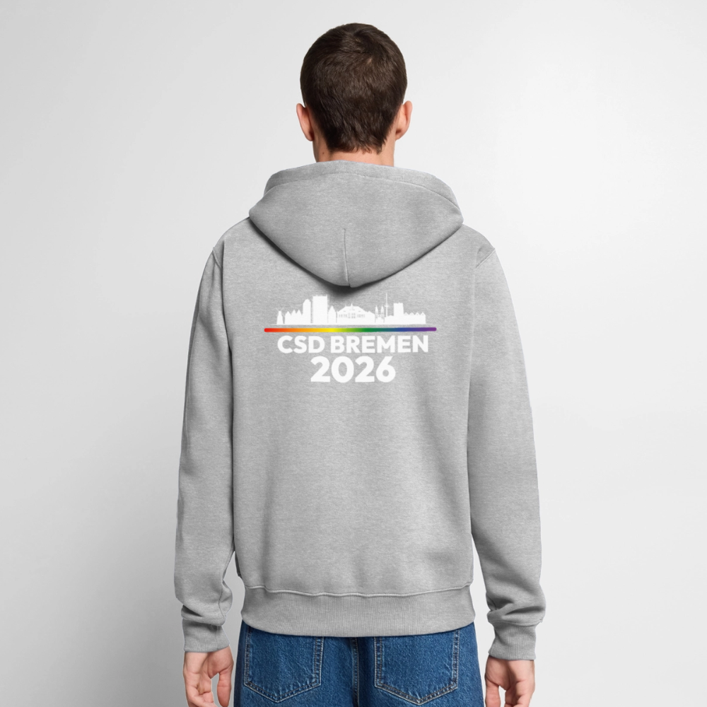 CSD BREMEN 2026 PRIDE | Premium Kapuzenjacke - Grau meliert