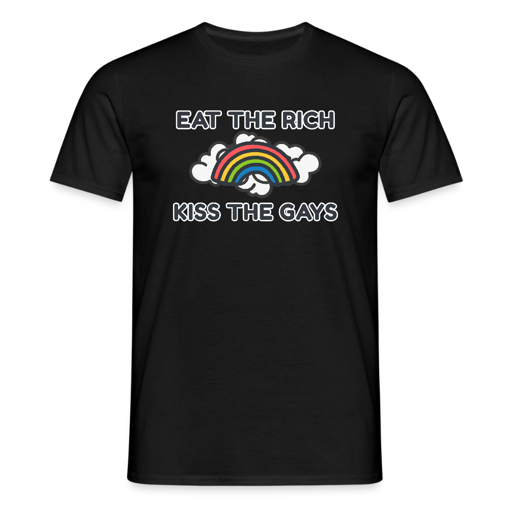 Eat the Rich, Kiss the Gays! T-Shirt - Schwarz