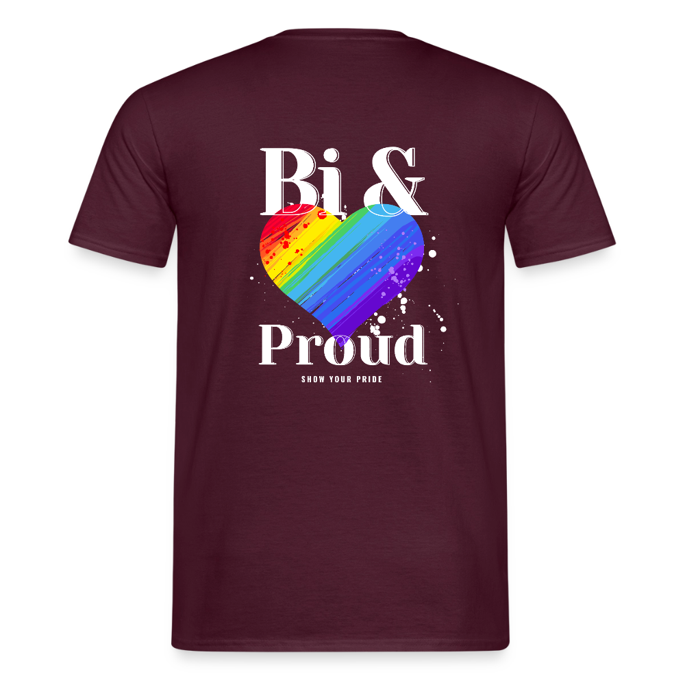 Bi & Proud | Regenbogenherz Pride T-Shirt - Ziegelrot