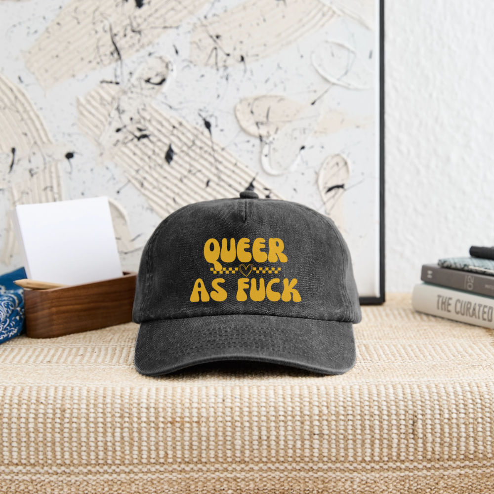 QUEER AS FUCK Pride Vintage Cap - Vintage Schwarz
