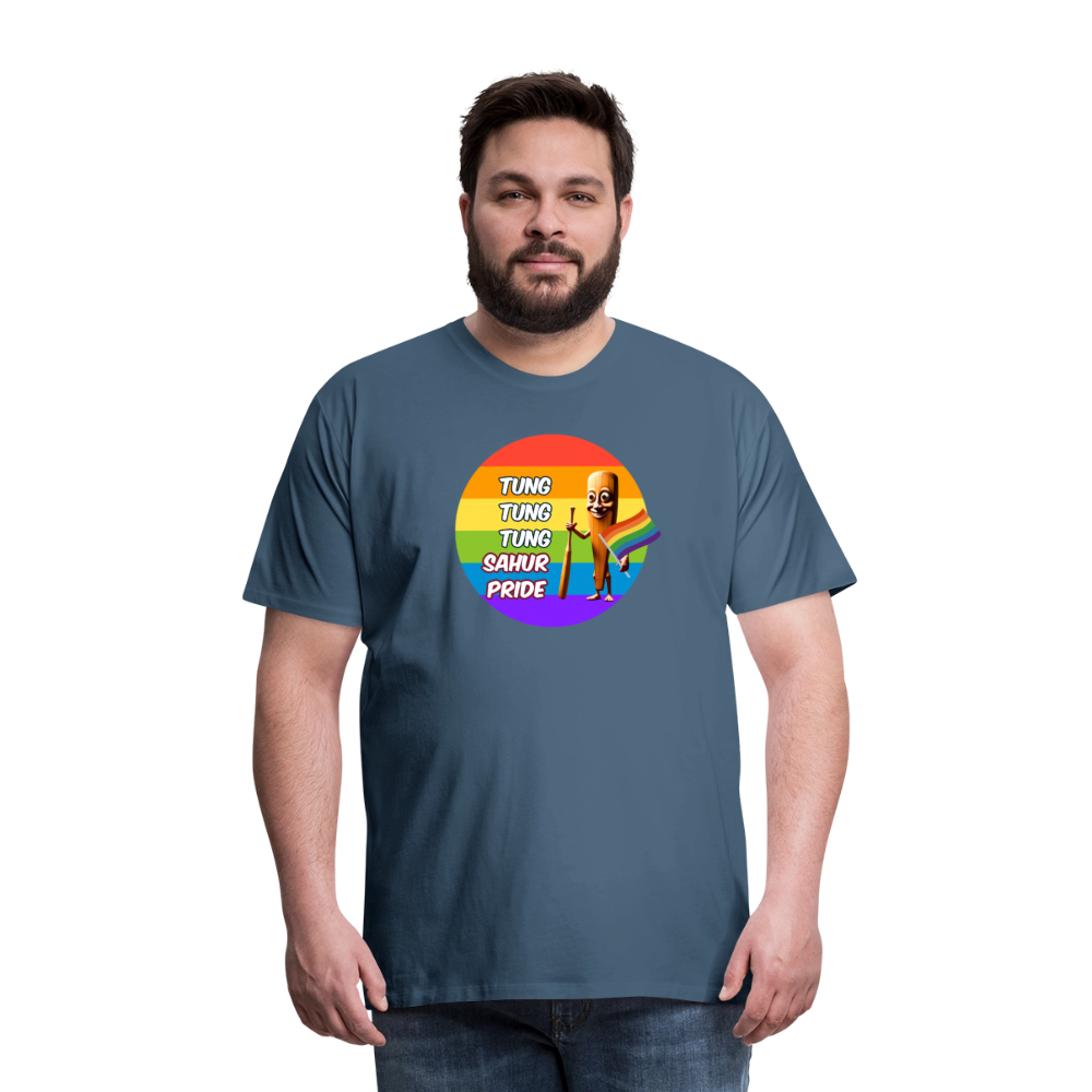 Tung Tung Tung Sahur Pride Premium T-Shirt - Blaugrau