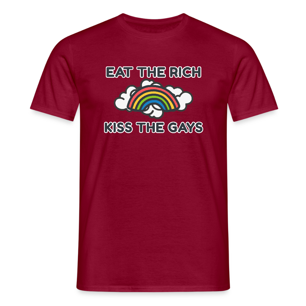 Eat the Rich, Kiss the Gays! T-Shirt - Ziegelrot