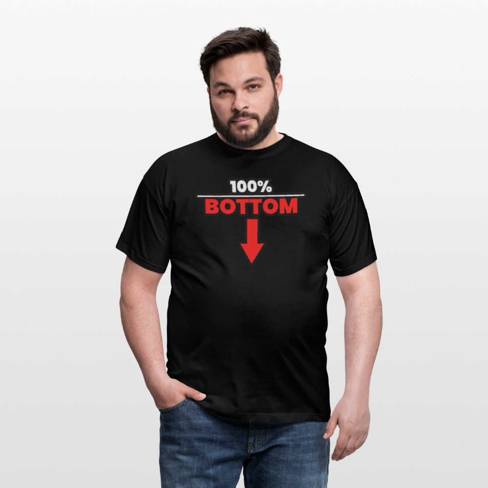 100% BOTTOM [PFEIL] | Kink Fetish Pride T-Shirt - Schwarz