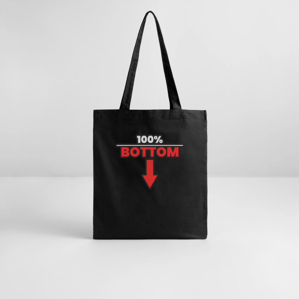 100% BOTTOM [PFEIL] | Kink Fetish Pride Bio-Stoffbeutel - Schwarz