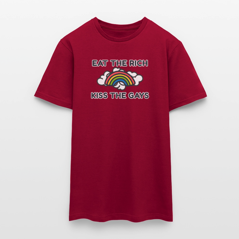 Eat the Rich, Kiss the Gays! T-Shirt - Ziegelrot