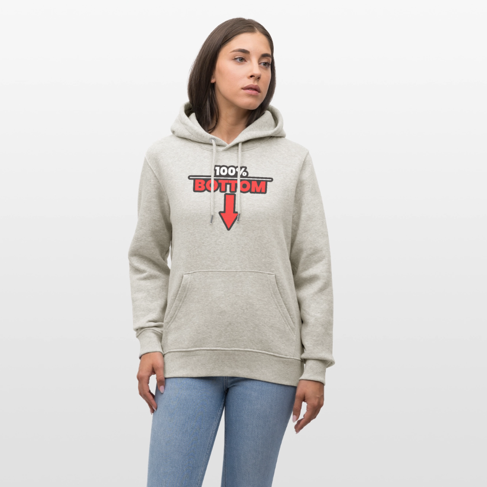 100% BOTTOM [PFEIL] | Kink Fetish Pride Bio-Hoodie Unisex - Beige meliert