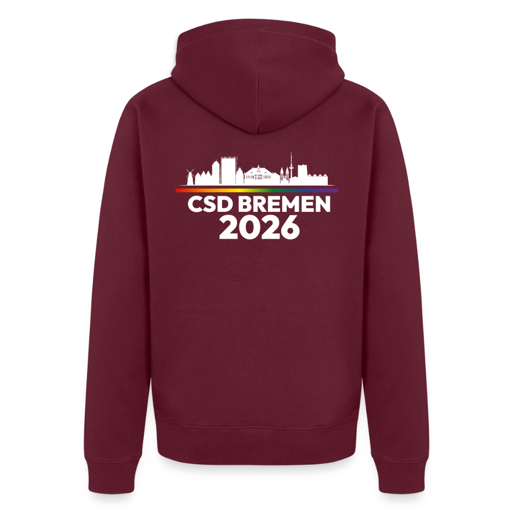 CSD BREMEN 2026 PRIDE | Premium Kapuzenjacke - Burgunderrot