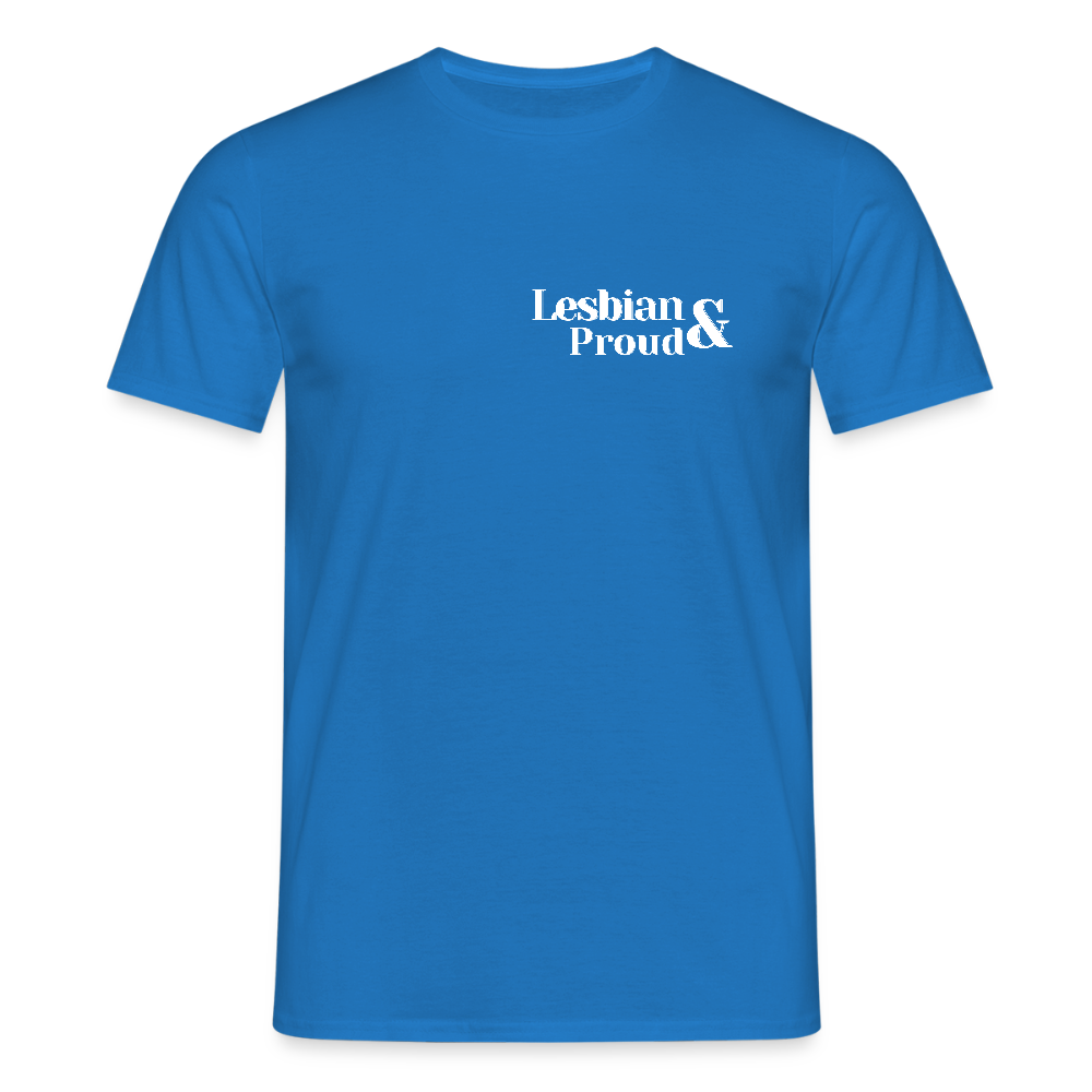 Lesbian & Proud | Regenbogenherz Pride T-Shirt - Royalblau