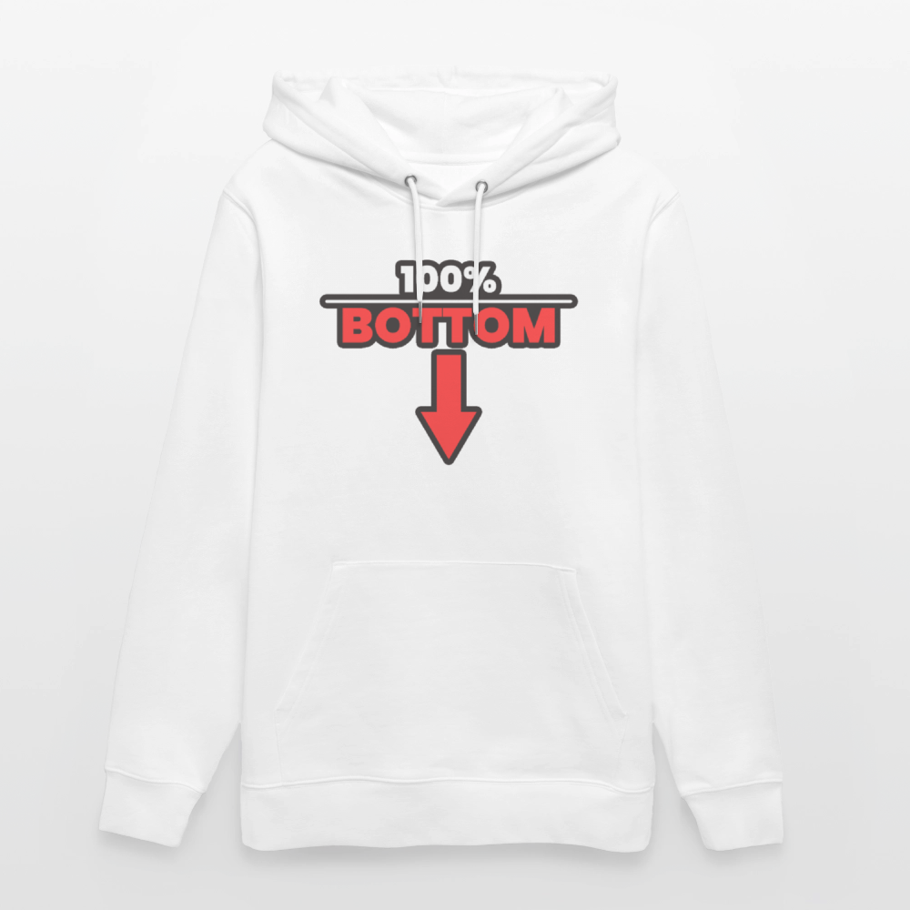 100% BOTTOM [PFEIL] | Kink Fetish Pride Bio-Hoodie Unisex - Weiß