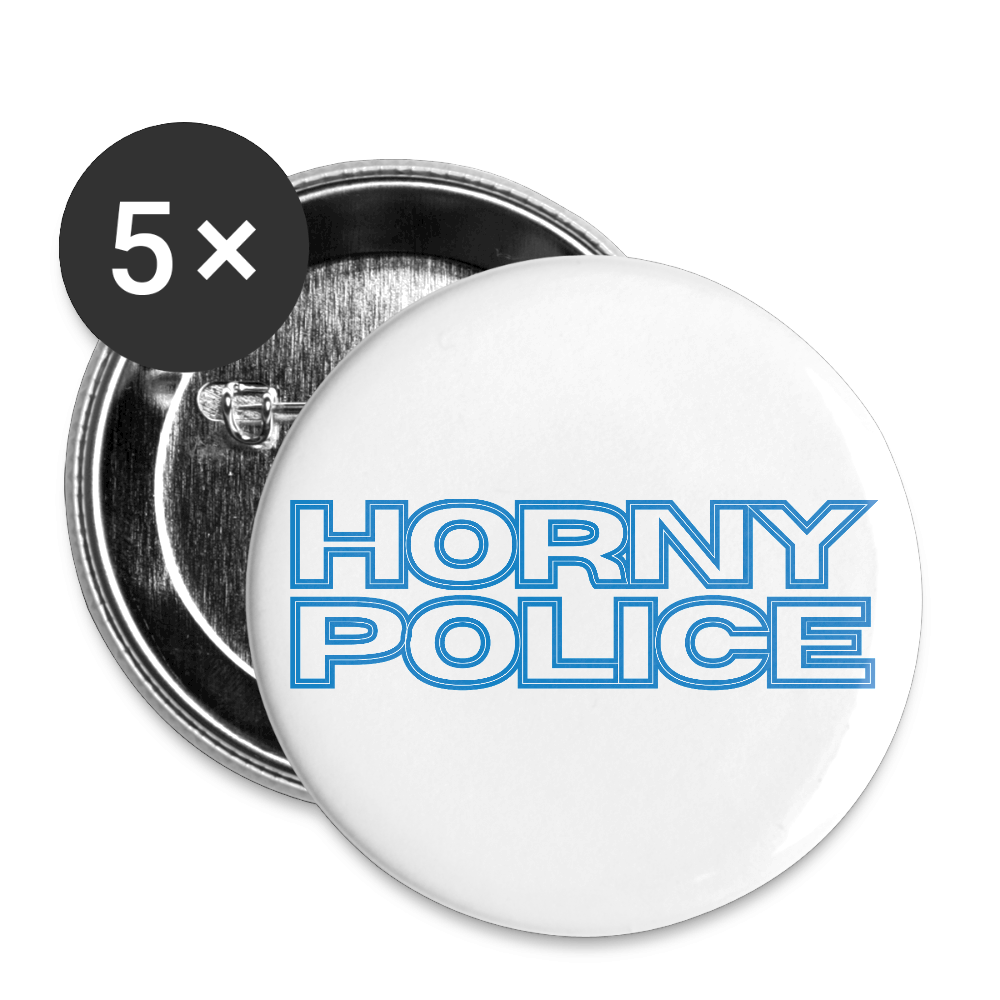 HORNY POLICE | Kink Fetish Pride Buttons 32 mm (5er Pack) - Weiß