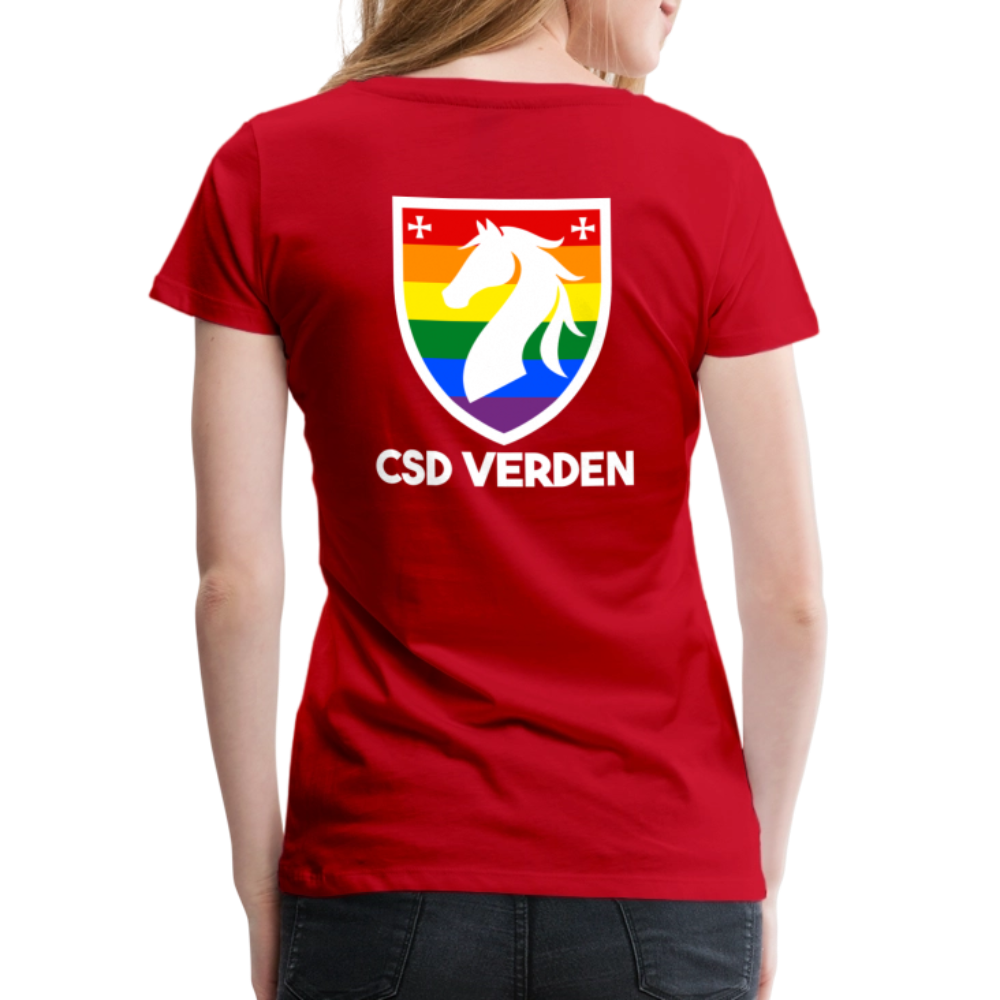 CSD Verden Premium Pride T-Shirt Tailiert Doppelseitig - Rot