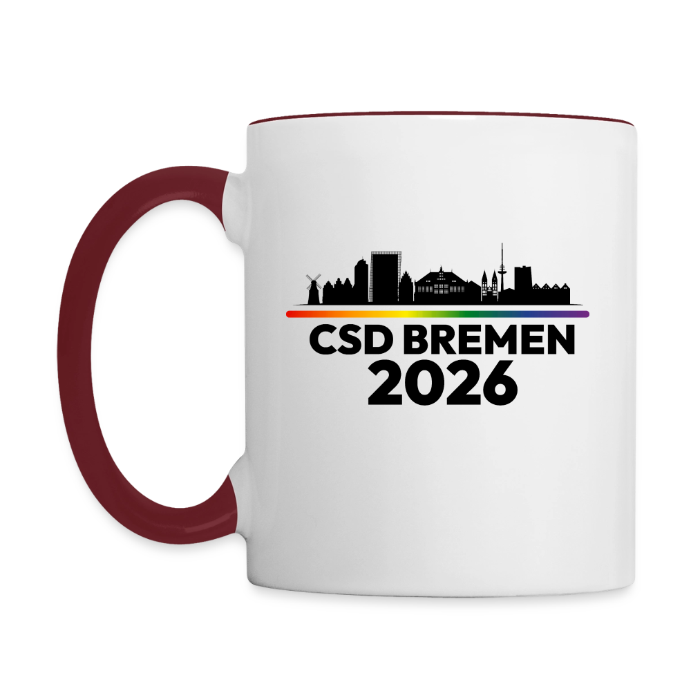 CSD BREMEN 2026 Pride Tasse zweifarbig - Weiß/Braunrot