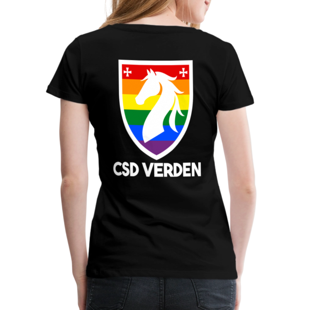 CSD Verden Premium Pride T-Shirt Tailiert Doppelseitig - Schwarz