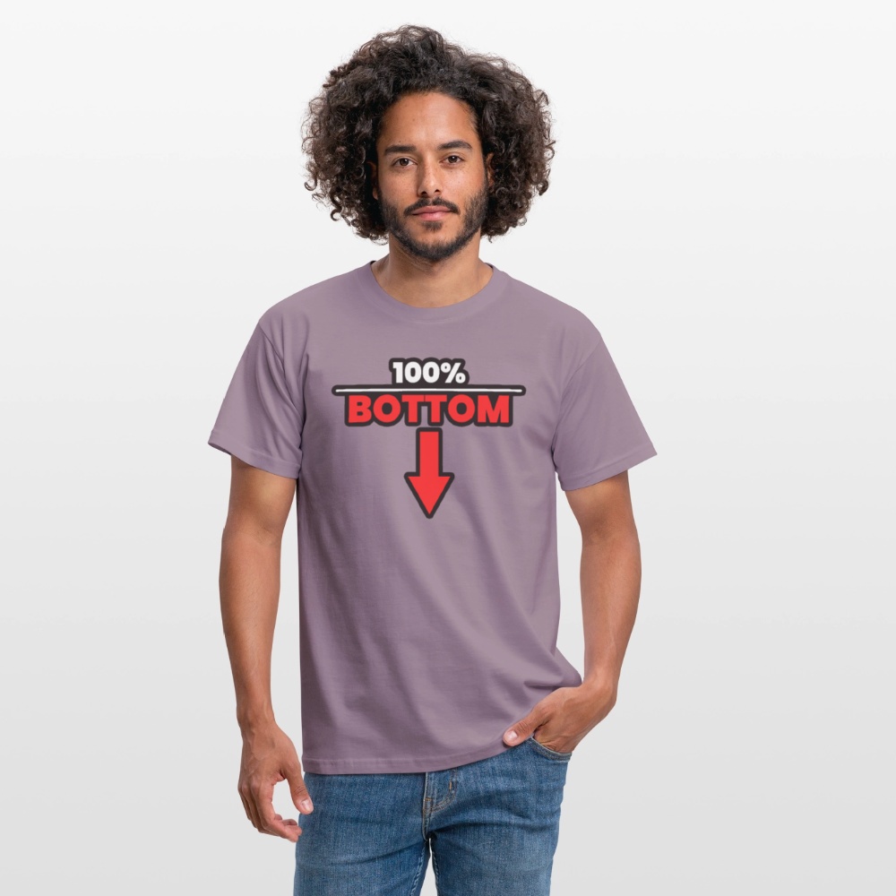 100% BOTTOM [PFEIL] | Kink Fetish Pride T-Shirt - Lilagrau 