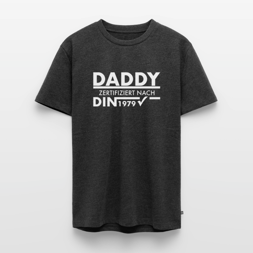 Personalisiertes „Daddy Zertifiziert“ T-Shirt – Nach DIN-Norm [Jahr] - Anthrazit meliert