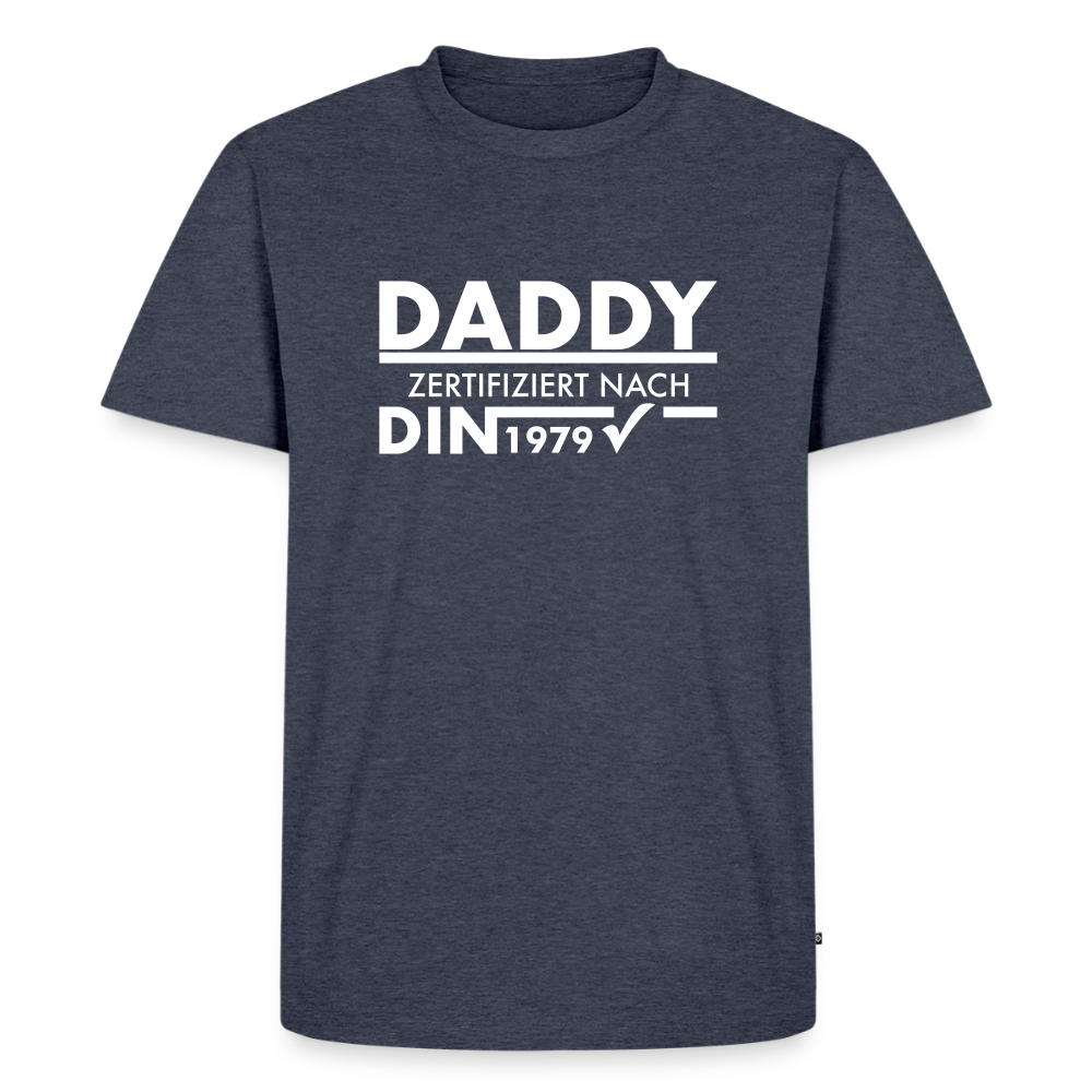 Personalisiertes „Daddy Zertifiziert“ T-Shirt – Nach DIN-Norm [Jahr] - Jeansblau 