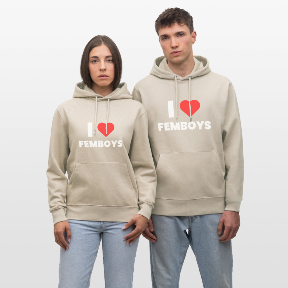 I LOVE FEMBOYS | Kink Fetish Pride Bio-Hoodie Unisex - Beige