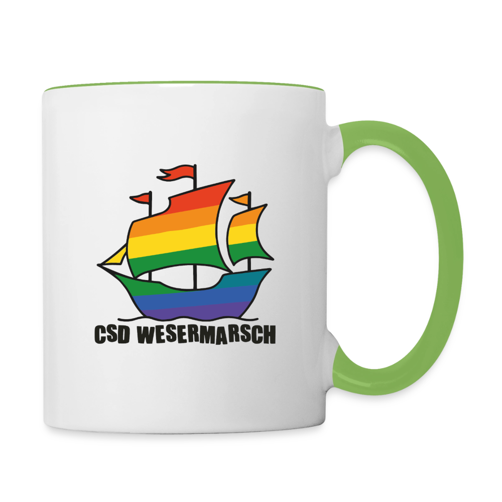 CSD Wesermarsch Pride Tasse zweifarbig - Weiß/Geckogrün