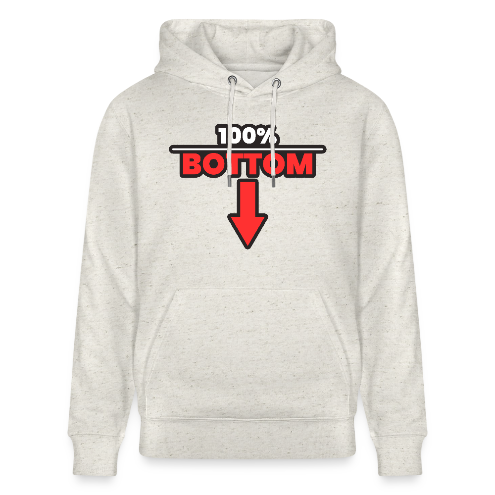 100% BOTTOM [PFEIL] | Kink Fetish Pride Bio-Hoodie Unisex - Beige meliert