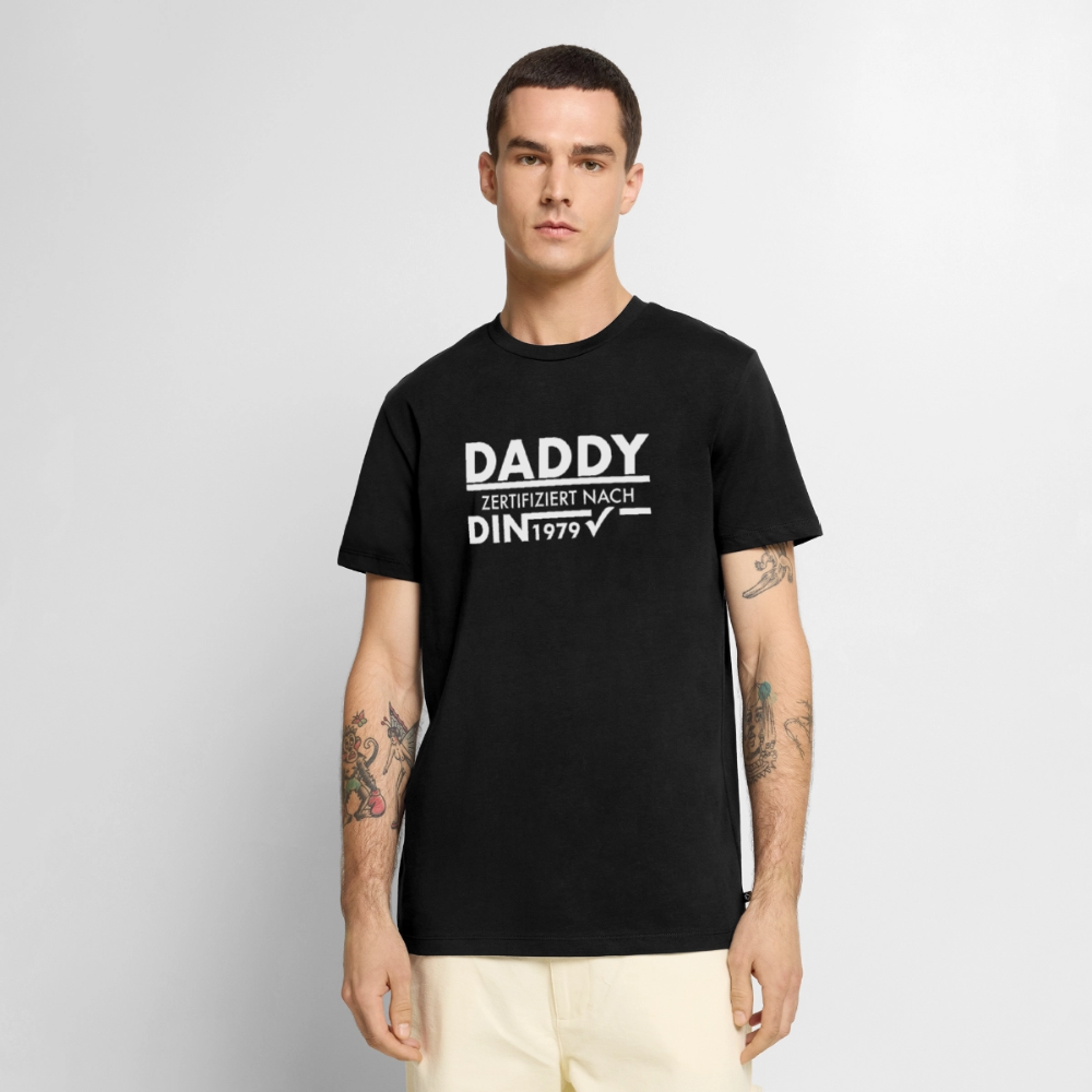 Personalisiertes „Daddy Zertifiziert“ T-Shirt – Nach DIN-Norm [Jahr] - Schwarz