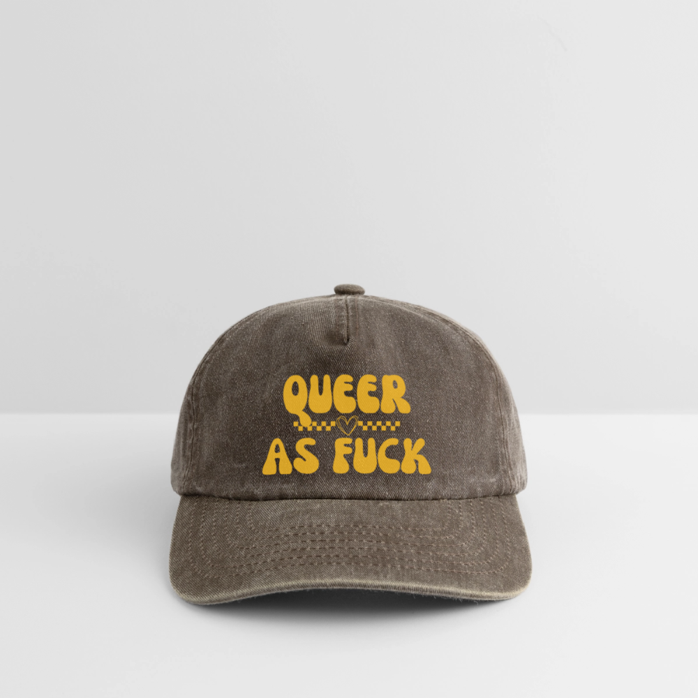 QUEER AS FUCK Pride Vintage Cap - Vintage Braun