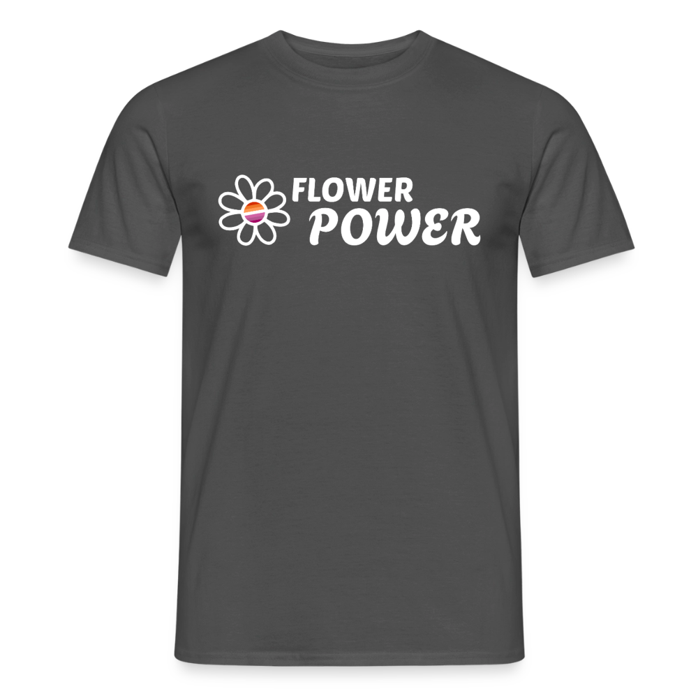 Flower Power Lesbisch T-Shirt | Retro WLW Pride LGBTQ - Anthrazit