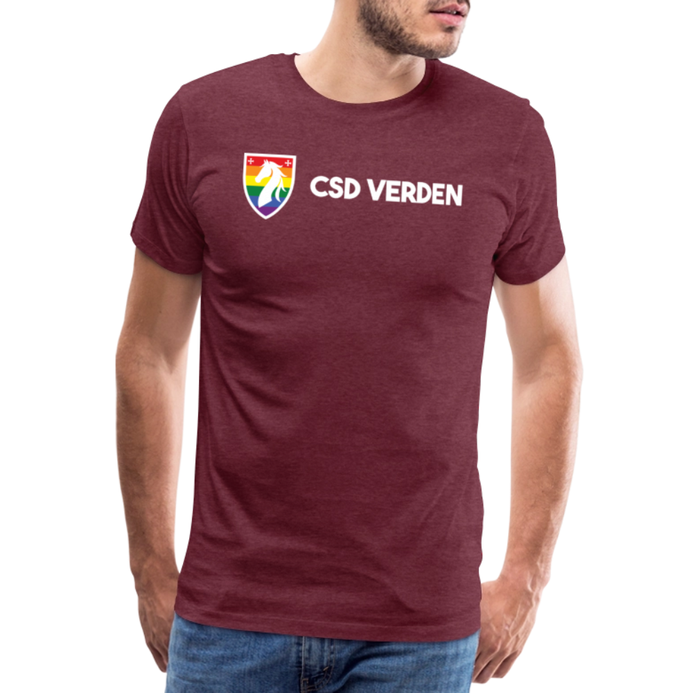 CSD Verden Premium Pride T-Shirt Doppelseitig - Bordeauxrot meliert