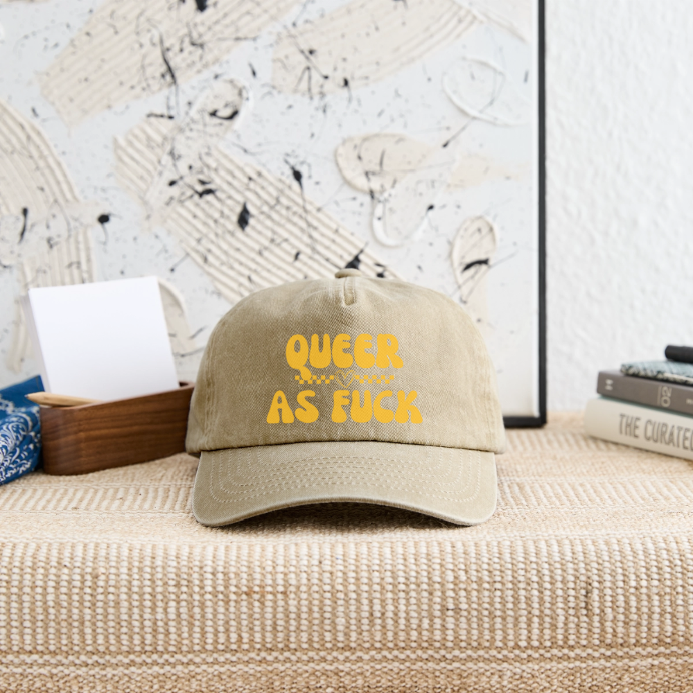 QUEER AS FUCK Pride Vintage Cap - Vintage Beige