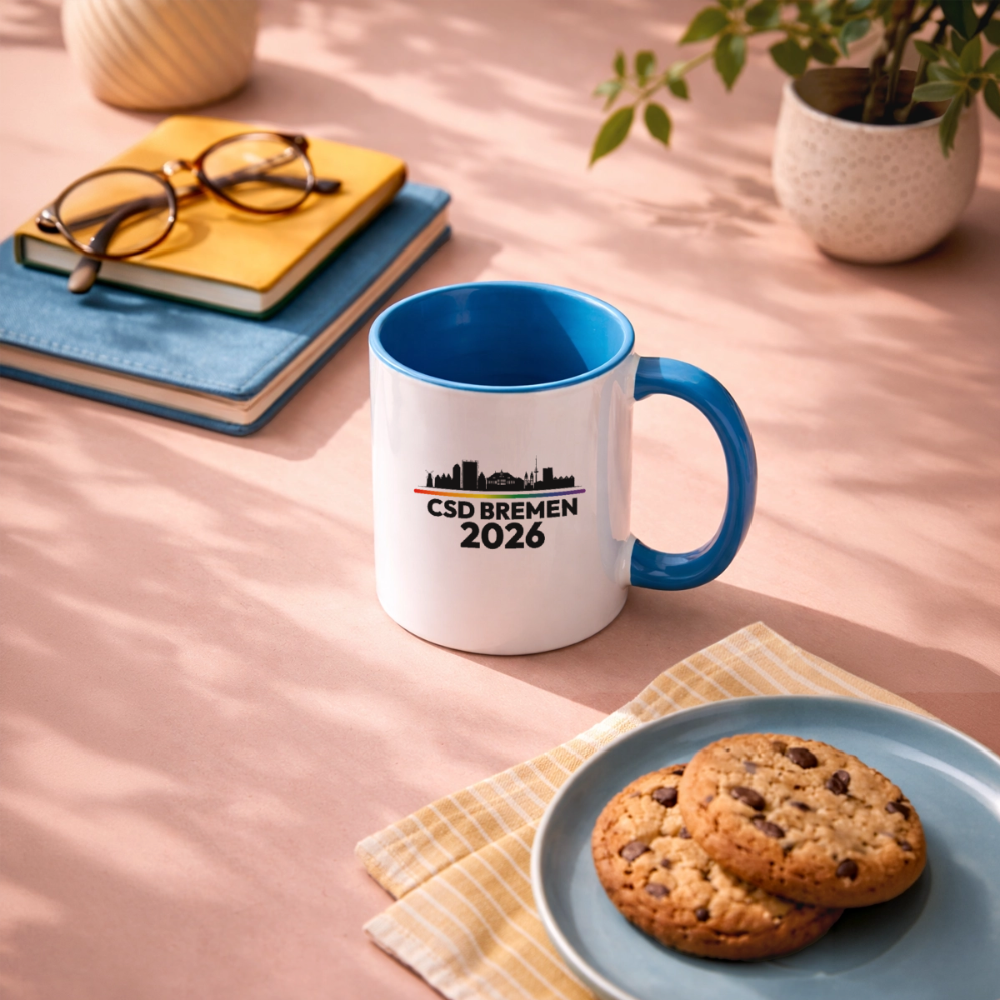 CSD BREMEN 2026 Pride Tasse zweifarbig - Weiß/Gellblau