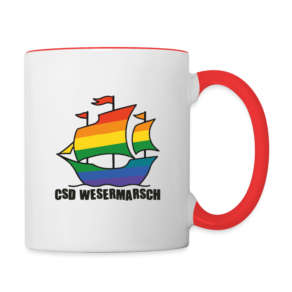 CSD Wesermarsch Pride Tasse zweifarbig - Weiß/Rot