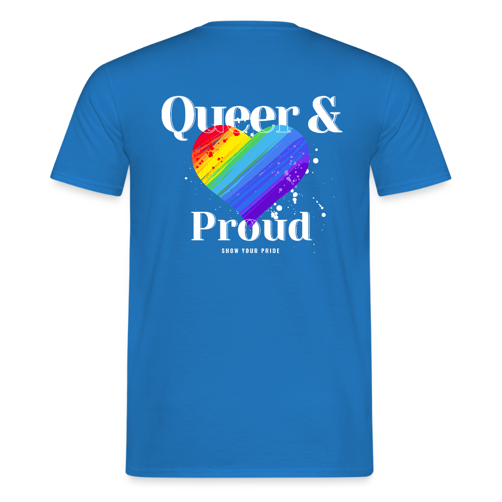 Queer & Proud | Regenbogenherz Pride T-Shirt - Royalblau