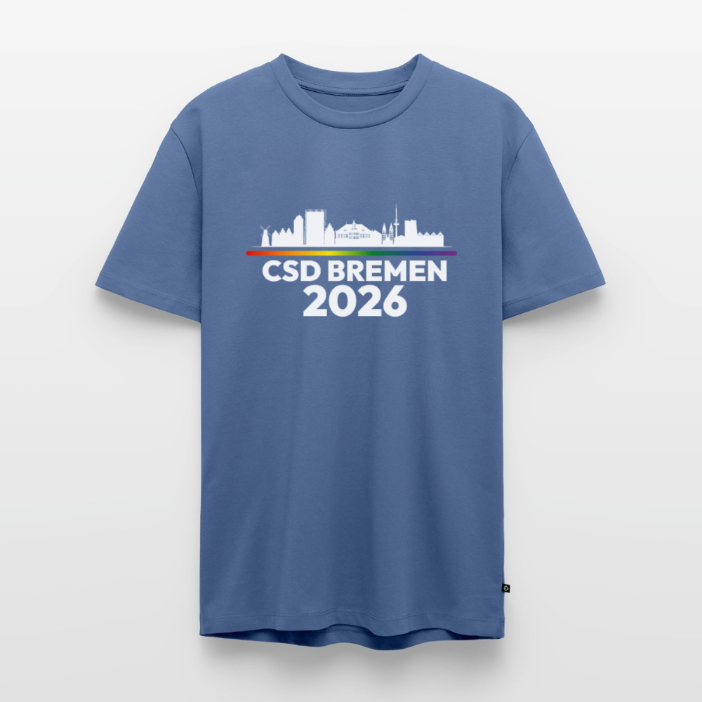 CSD Bremen 2026 Pride Premium T-Shirt (dunkel Farben helle Schrift) - Taubenblau