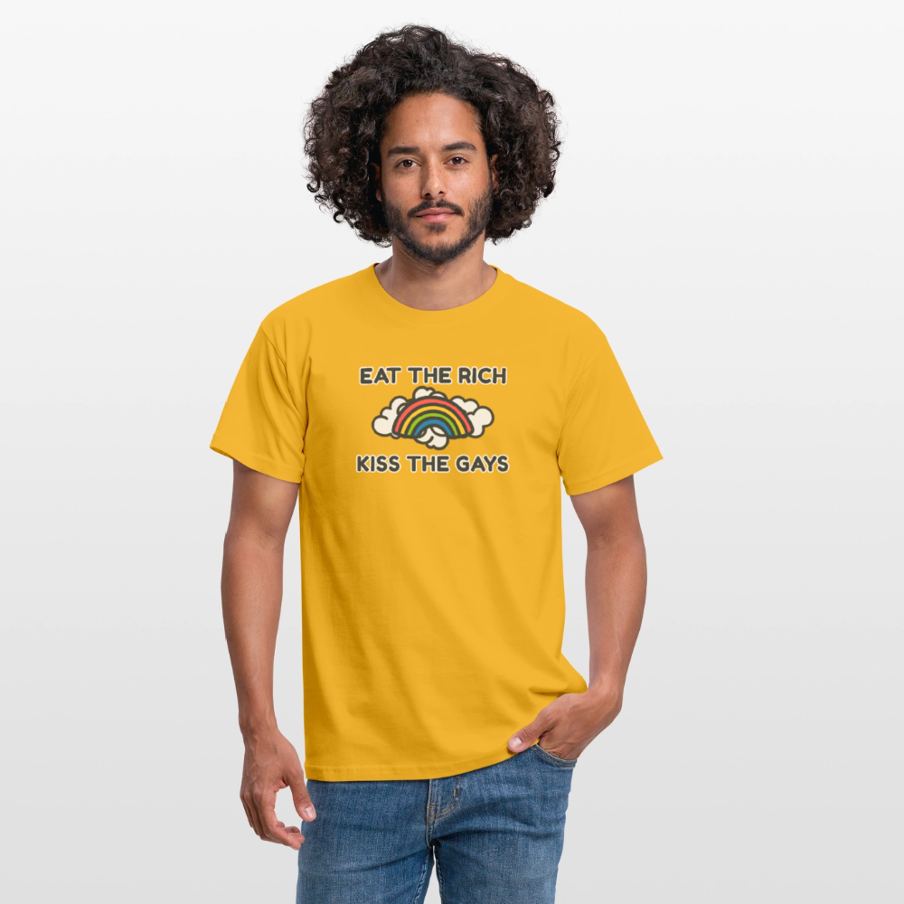 Eat the Rich, Kiss the Gays! T-Shirt - Gelb