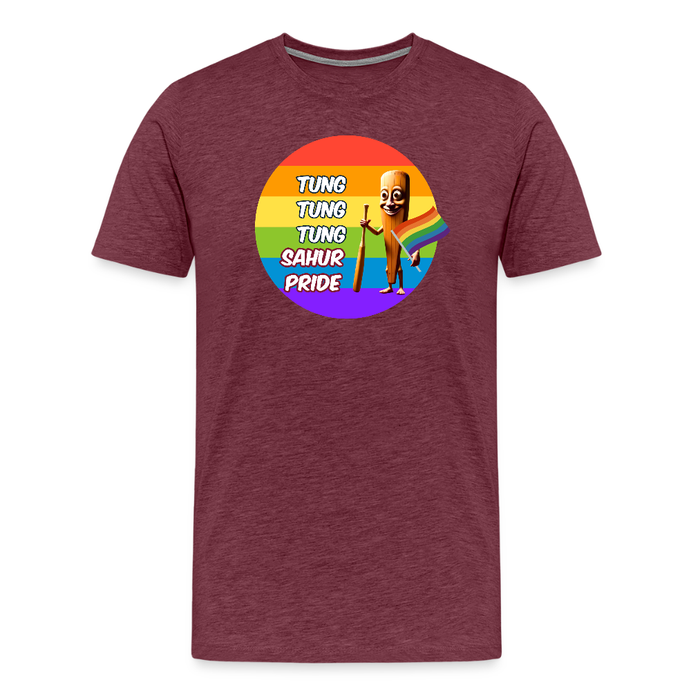 Tung Tung Tung Sahur Pride Premium T-Shirt - Bordeauxrot meliert