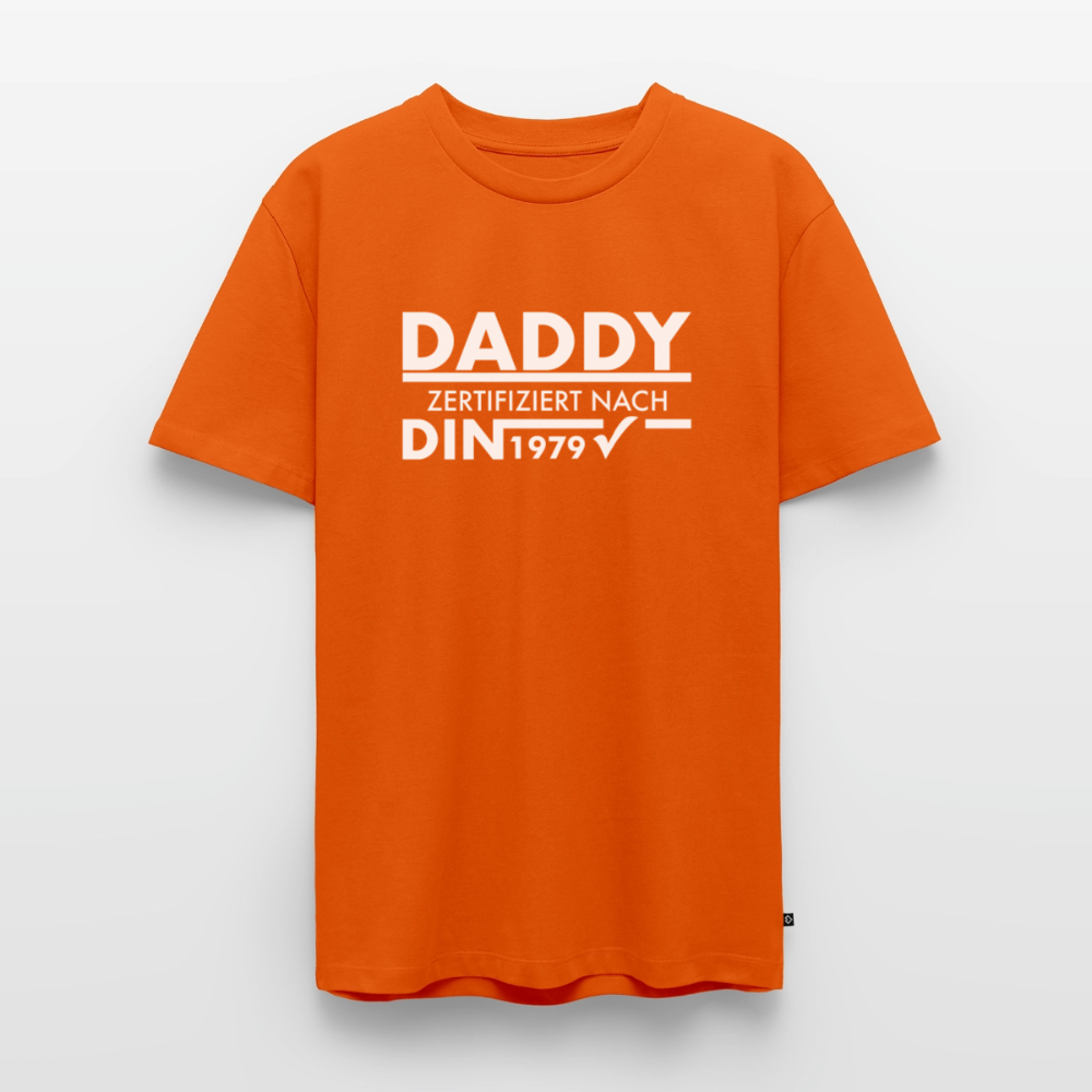 Personalisiertes „Daddy Zertifiziert“ T-Shirt – Nach DIN-Norm [Jahr] - Orange 