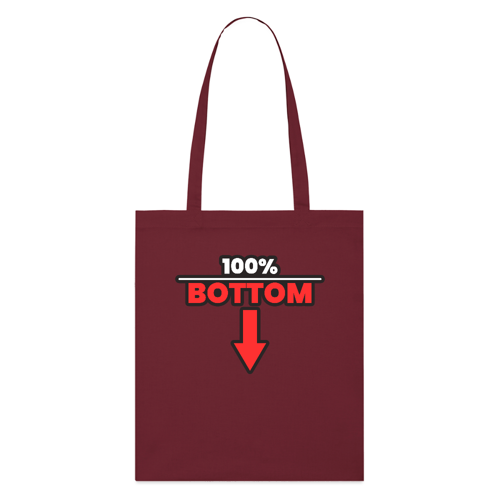 100% BOTTOM [PFEIL] | Kink Fetish Pride Bio-Stoffbeutel - Burgunderrot