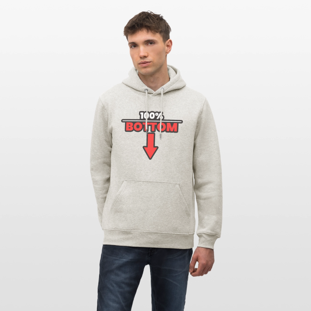 100% BOTTOM [PFEIL] | Kink Fetish Pride Bio-Hoodie Unisex - Beige meliert
