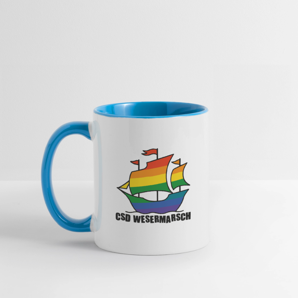 CSD Wesermarsch Pride Tasse zweifarbig - Weiß/Gellblau