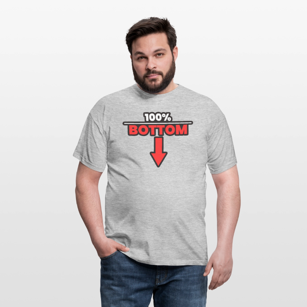 100% BOTTOM [PFEIL] | Kink Fetish Pride T-Shirt - Grau meliert