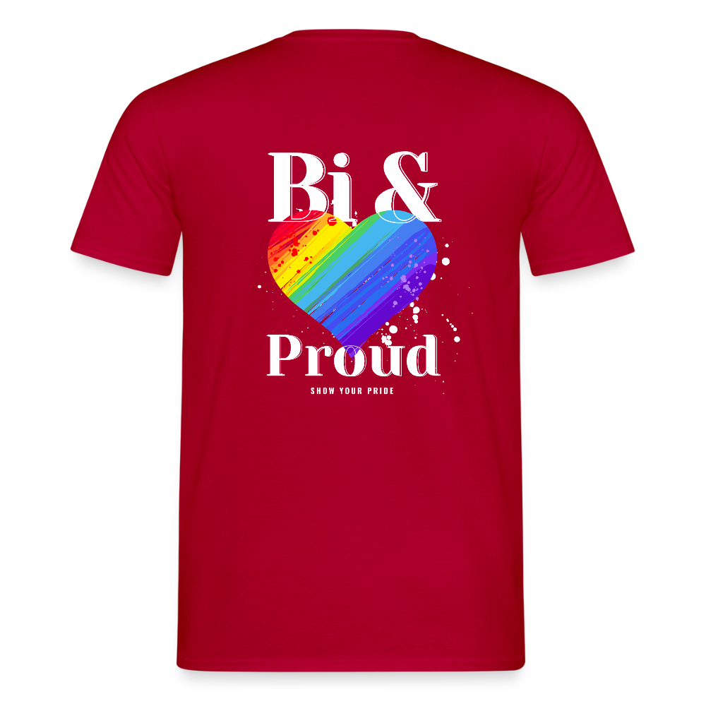 Bi & Proud | Regenbogenherz Pride T-Shirt - Rot