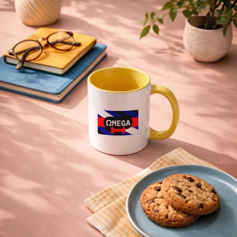 OMEGA Puppy Flag Cup | Puppy Kink Pride |Tasse zweifarbig - Weiß/Gelb