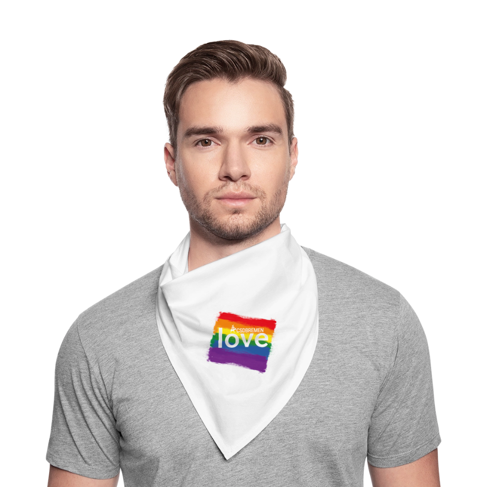 Bandana CSD Bremen und "love" auf Regenbogen - Weiß